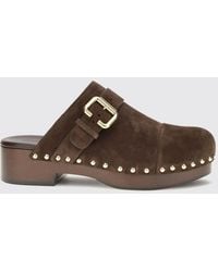 Chloé - Chlo&Eacute Jeannette Studded Suede Leather Mules With Strap - Lyst