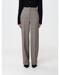 Twinset - Prince Of Wales Check Wool Blend Wide-Leg Trousers - Lyst