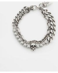 Alexander McQueen - Skull Armband mit Perlen - Lyst