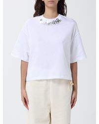 DISCLAIMER - Cropped Cotton T-Shirt With Printed Logo And Crew Neck - Lyst