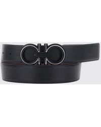 Ferragamo - Reversible Calfskin Leather Belt With Gancini Buckle - Lyst