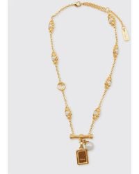 Chloé - Chlo&Eacute -Tone Brass Choker Necklace With Faux Pearls And Engraved Logo - Lyst