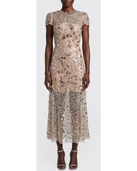 Self-Portrait - Vestido De Noche Midi Slim Fit Con Bordado De Lentejuelas - Lyst