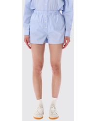 Sporty & Rich - Sporty &Amp Rich Contrast Logo Cotton Jogging Shorts - Lyst