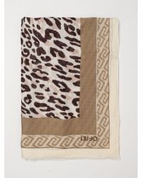 Liu Jo - Viscose Scarf With Animal Print And Monogram - Lyst