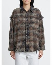 R13 - Used Cotton Check Print Shirt - Lyst