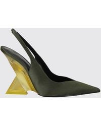 The Attico - Cheope Satin Slingback Pumps With A High Sculptural Wedge - Lyst