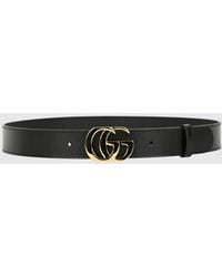Gucci - Gg Marmont Smooth Calfskin Belt With Monogram Buckle - Lyst