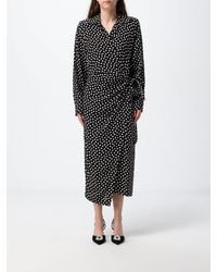 Crida Milano - Habotai Silk Midi Wrap Chemisier Dress With Long Sleeves - Lyst