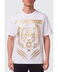 Philipp Plein - Graphic Print Cotton T-Shirt With Contrast Logo - Lyst