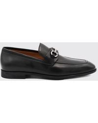 Ferragamo - Calf Leather Penny Loafers With Metal Gancini Logo - Lyst