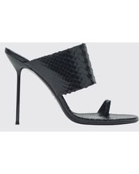 Paris Texas - Lidia Python-Print Calf Leather Mule Sandals With Stiletto Heel - Lyst