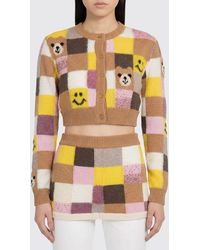 Moschino - Plaid Wool Blend Crop Cardigan - Lyst