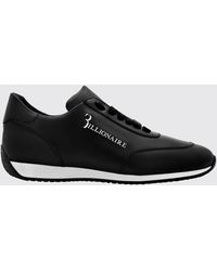 Billionaire - Smooth Leather Low-Top Sneakers With Metallic Logo And Padded Ankle - Lyst