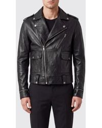Golden Goose - Ovine Leather Biker Jacket With Asymmetrical Zip Closure - Lyst