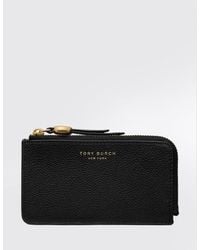 Tory Burch - Romy Leather Card Holder With Zip Closure And Foiled Logo - Lyst