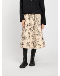 Twinset - Floral Print Stretch-Cotton A-Line Midi Skirt - Lyst