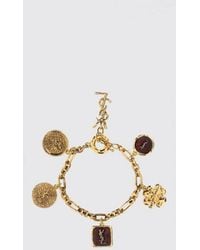 Saint Laurent - Brass Charm Bracelet With Ysl Monogram - Lyst