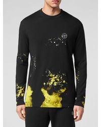 Philipp Plein - Long-Sleeved Cotton T-Shirt With Abstract Graphic Print - Lyst
