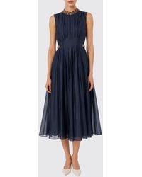 Max Mara - Off-The-Shoulder Pleated Silk-Blend Midi Dress For Ceremonies - Lyst