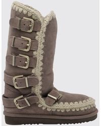 Mou - Mid-Calf Eskimo Sheepskin Boots With Crochet Stitching - Lyst