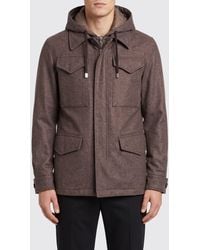 Eleventy - Chaqueta Con Capucha De Mezcla De Lana Y Cachemira Con Bolsillos Utilitarios De Solapa - Lyst