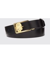 Philipp Plein - Smooth Leather Belt With Skull And Hexagon Logo Buckle - Lyst