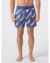 Philipp Plein - Nylon Swim Trunks With Contrasting Logo And Drawstring - Lyst