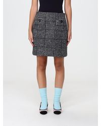 N°21 - High-Waisted Check Tweed Mini Pencil Skirt With Patch Pockets - Lyst