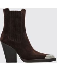 Paris Texas - Dallas Suede Western Ankle Boots With Metal Toe Cap And High Heel - Lyst
