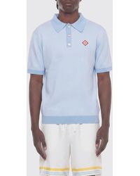 CASABLANCA - Striped Cotton Knit Polo Shirt With Ribbed Collar And Cuffs - Lyst