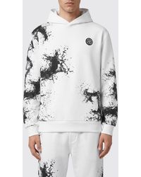 Philipp Plein - Cotton Hoodie With Abstract Print And Hexagon Logo - Lyst
