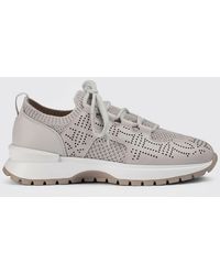 Doucal's - Perforated Leather And Crochet Knit Sneakers - Lyst