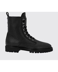 Philipp Plein - Lace-Up Grained Leather Combat Boots With Lug Sole - Lyst