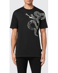 Philipp Plein - Embroidered Snake Print Cotton T-Shirt - Lyst