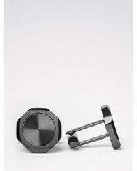 D1 Milano - Chrome-Plated Steel Cufflinks With Rounded Shape And Engraved Logo - Lyst