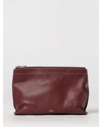 A.P.C. - Hammered Calfskin Clutch With Laminated Logo - Lyst