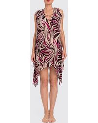 Twinset - Abstract Print Viscose Mini Kaftan With Off-The-Shoulder Design - Lyst