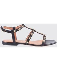 Via Roma 15 - Laminated Leather Sandals With Studs - Lyst