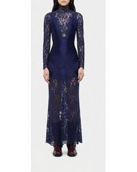 Rabanne - Long-Sleeved Satin And Lace High-Neck Gown With Bow Detail - Lyst