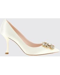 Roger Vivier - Efflorescence Bridal Satin Pumps With Jewelled Buckle - Lyst