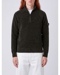 Peuterey - Chenille Velvet Turtleneck Jumper With Half-Zip And Dropped Shoulders - Lyst