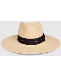 Celine - Panama Straw Hat With Wide Brim And Contrast Logo - Lyst
