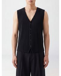 Homme Plissé Issey Miyake - Homme Plissé Issey Miyake Slim Fit Pleated V-Neck Tailored Waistcoat - Lyst