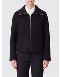 Semicouture - Virgin Wool Short Coat With High Collar And Kangaroo Pocket - Lyst