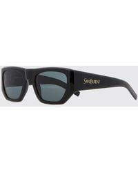 Saint Laurent - Acetate Rectangular Cat-Eye Sunglasses With Lettering Logo - Lyst