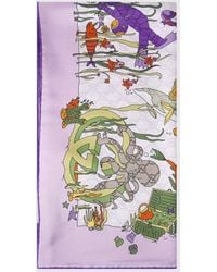 Gucci - Square Silk Twill Scarf With Gg Monogram Graphic Print - Lyst