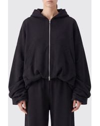 Dries Van Noten - Oversized Cotton Hoodie With Zip And Balloon Sleeves - Lyst