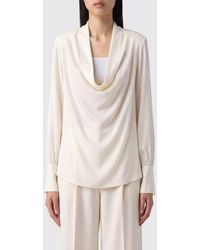 FEDERICA TOSI - Draped-Neckline Long-Sleeved Silk Top - Lyst