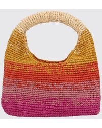 Manebí - Rectangular Crochet Raffia Handbag With Stripes - Lyst